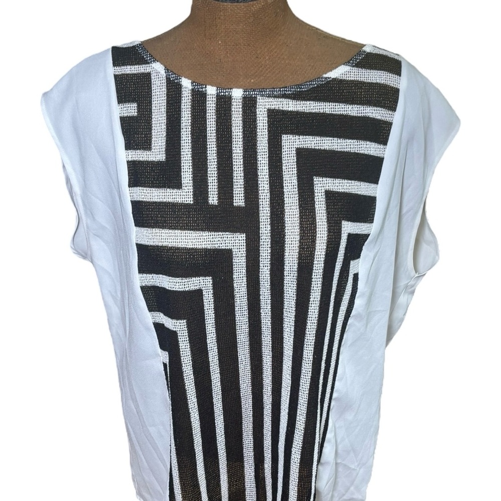 Massimo Geometric Black and White  Blouse